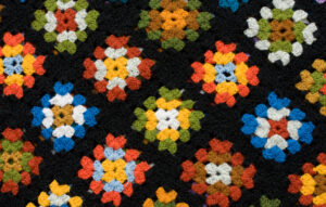 Retro,Homemade,Crochet,Blanket,Made,From,Granny,Squares